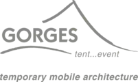 Gorges Event Branding Logo: Temporäre, mobile Architektur für Event-Branding & professionelle Beschriftung Ihrer Veranstaltungsorte.